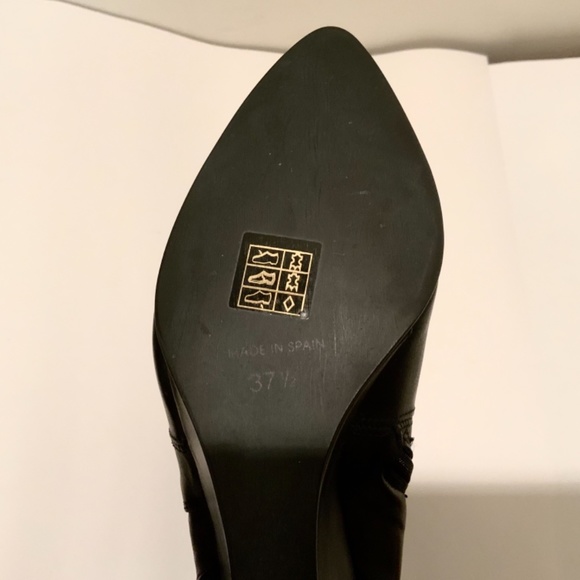 Charles David Black Leather Over Knee Wedge Heel Pointed Toe Riding Boots - Picture 4 of 6